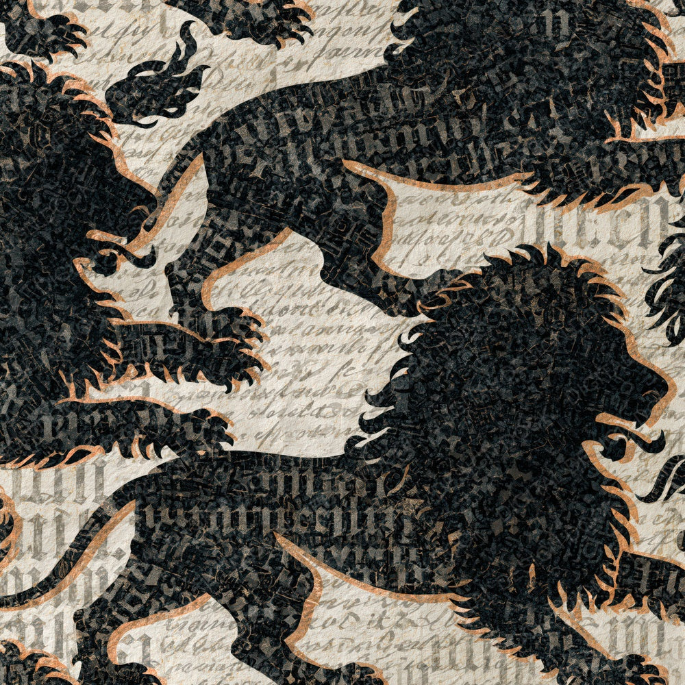 Typographic Lions Rampant Black White Digital Paper Pack (DDD014603)