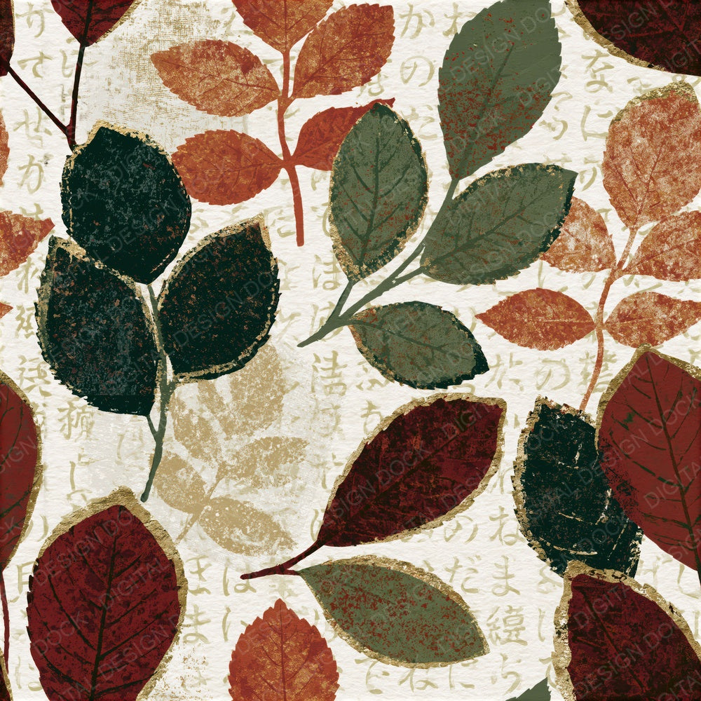 Indian Block Print Pressed Leaves Seamless Digital Paper Pack (DDD014608)