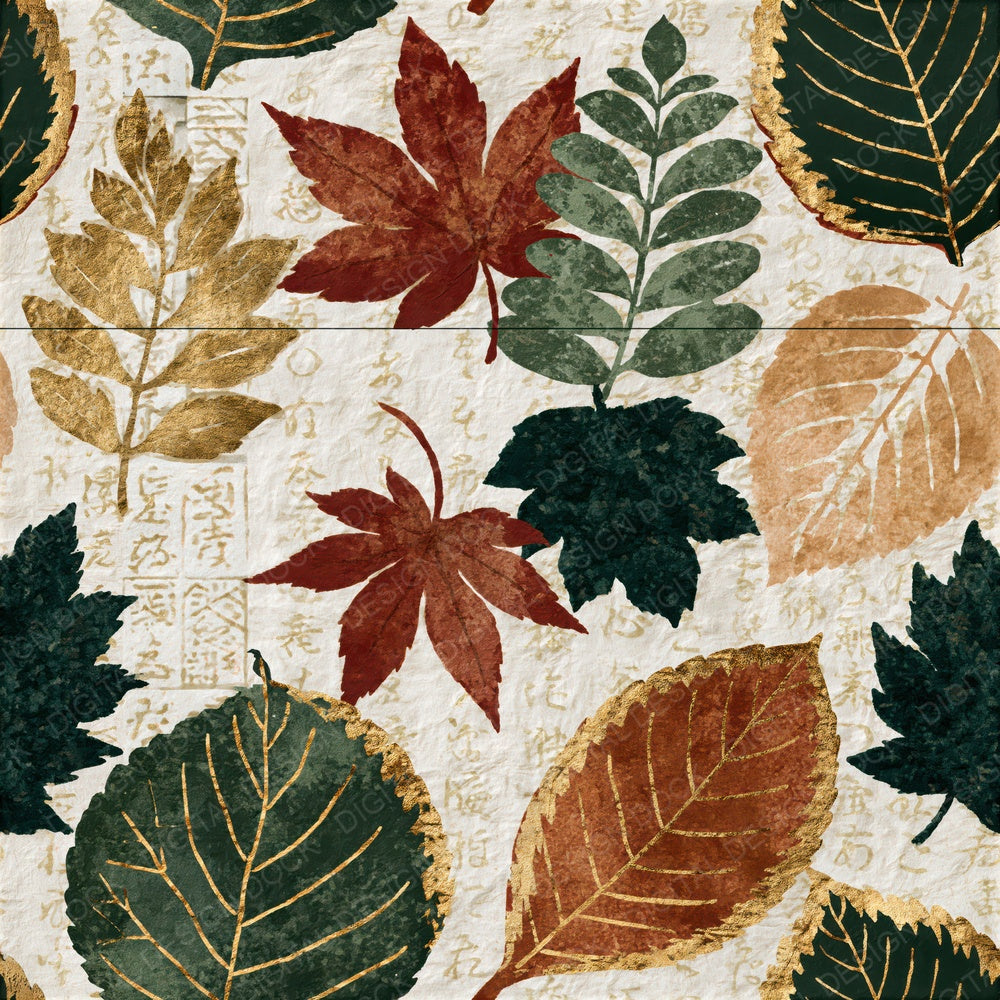 Indian Block Print Pressed Leaves Seamless Digital Paper Pack (DDD014608)