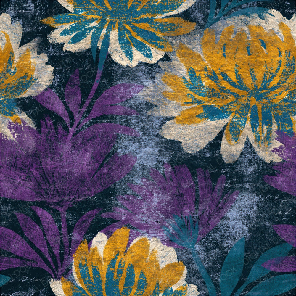 Scratchboard Violet Mustard Teal Seamless Digital Paper Pack (DDD014610)