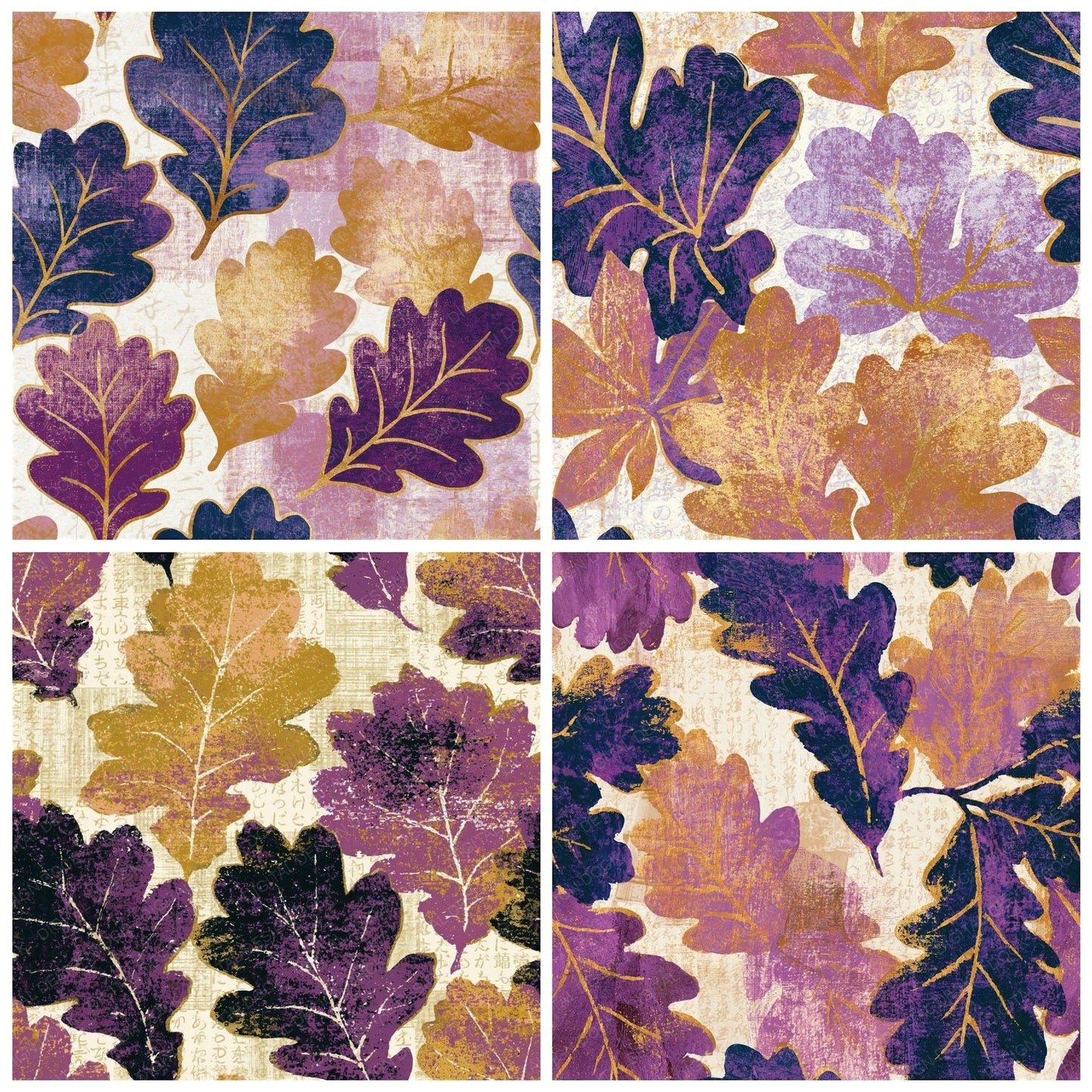 Screenprint Oak Leaves Lilac Seamless Digital Paper Pack (DDD014613)