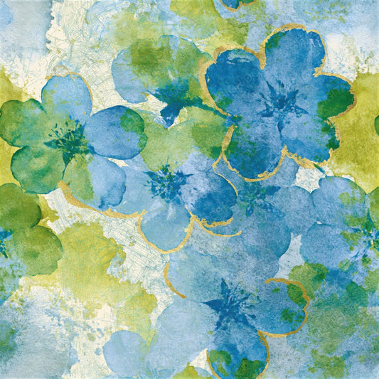 Single Watercolour Cherry Blossoms Azure Seamless digital paper shown full size
