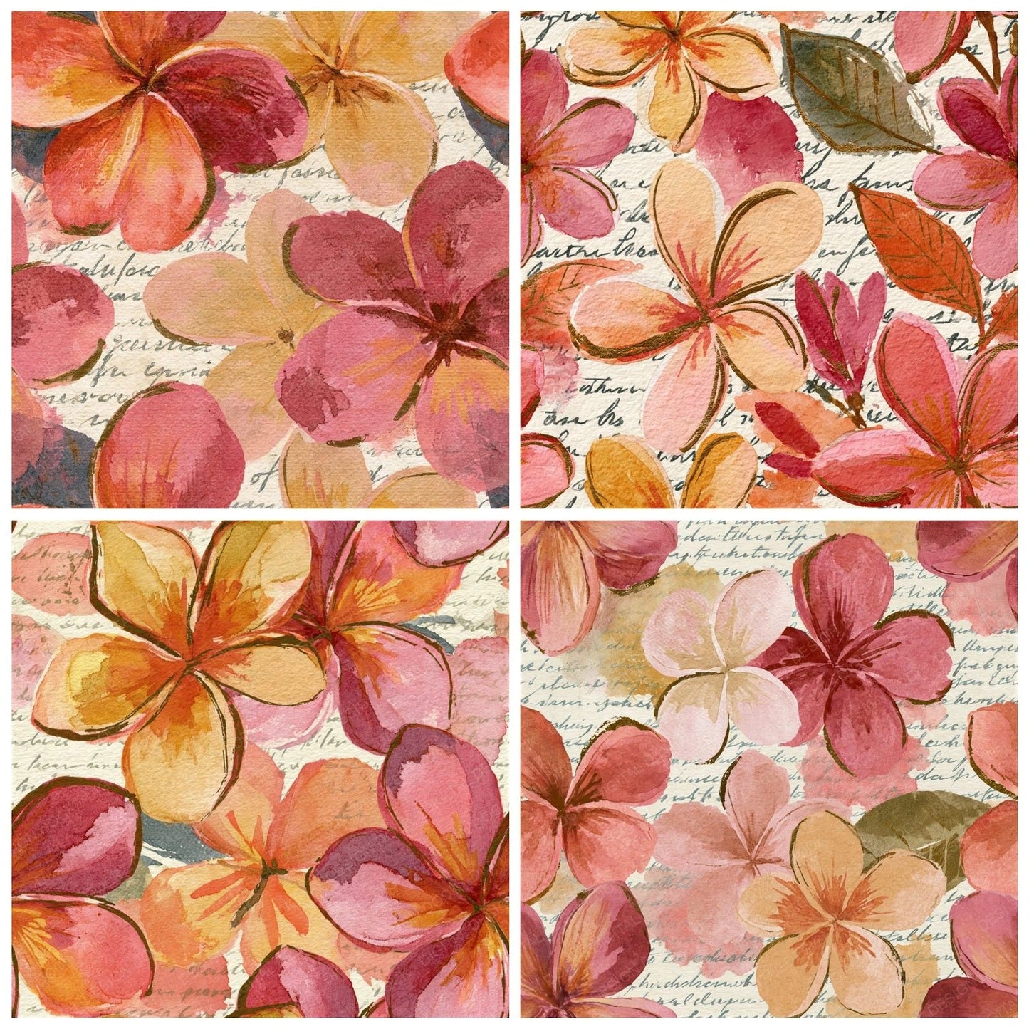 Watercolour Frangipani Dusty Pink Seamless Digital Paper Pack (DDD014617)