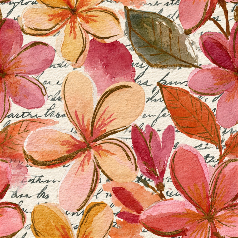 Watercolour Frangipani Dusty Pink Seamless Digital Paper Pack (DDD014617)