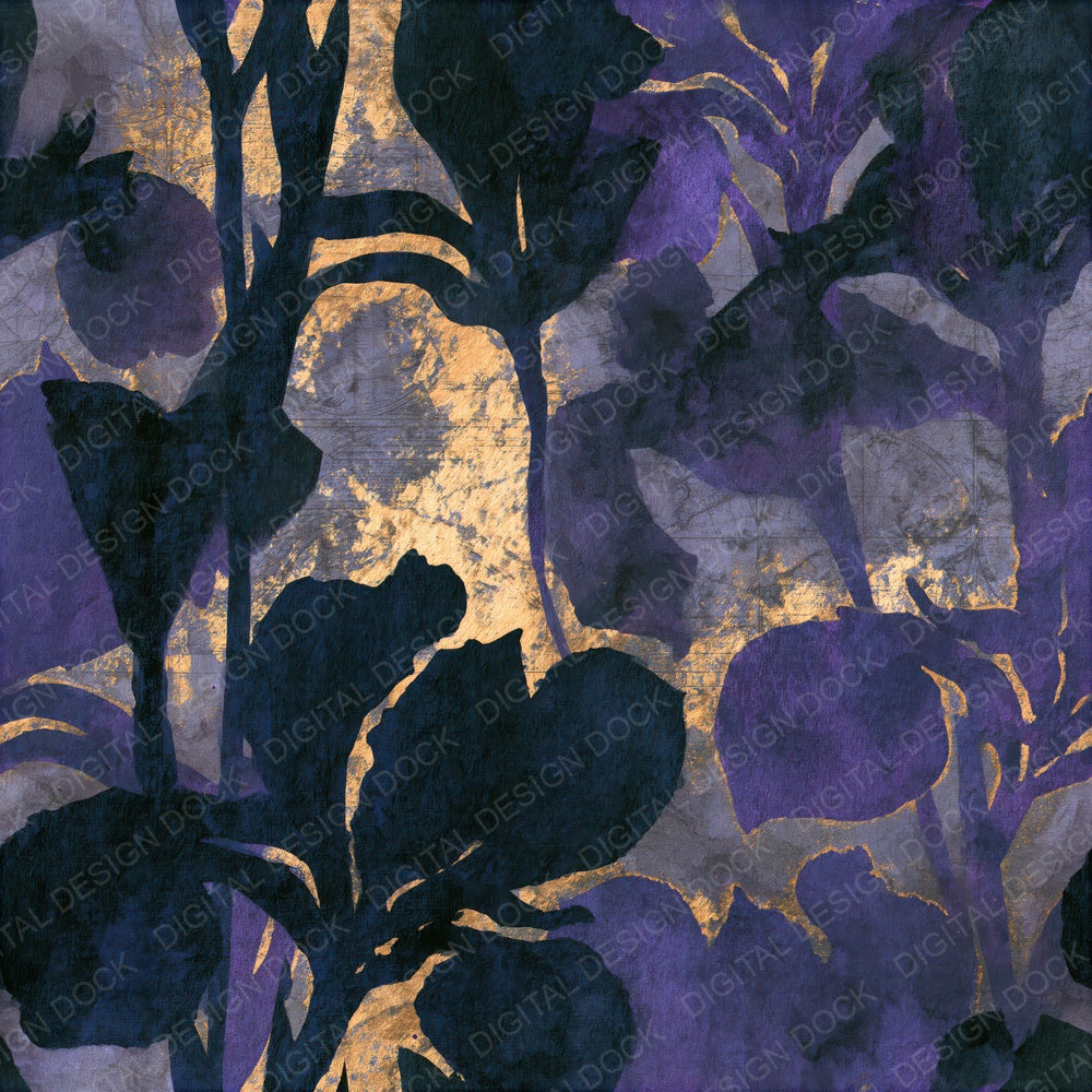 Watercolour Iris Purple Charcoal Seamless Digital Paper Pack (DDD014618)