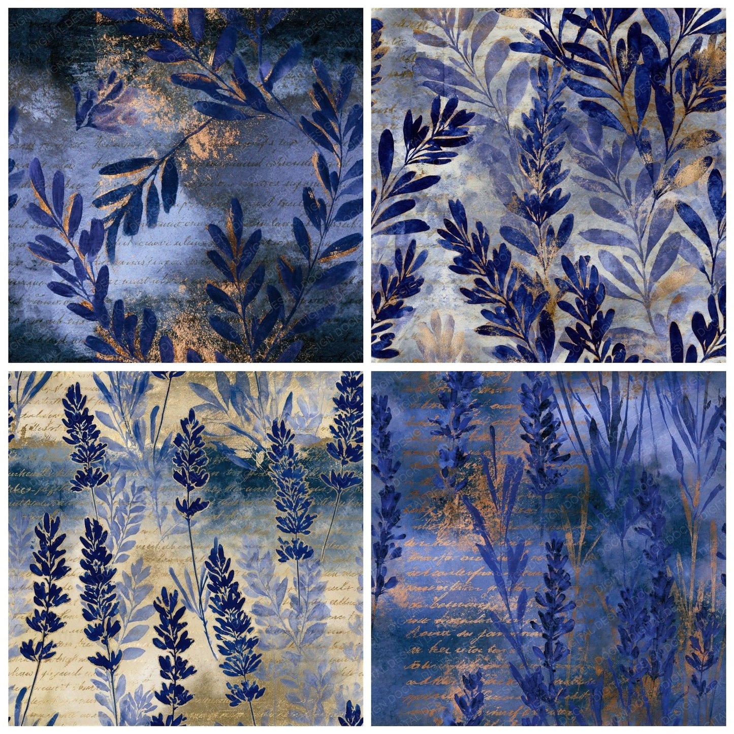 Watercolour Lavender Indigo Ivory Seamless Digital Paper Pack (DDD014619)