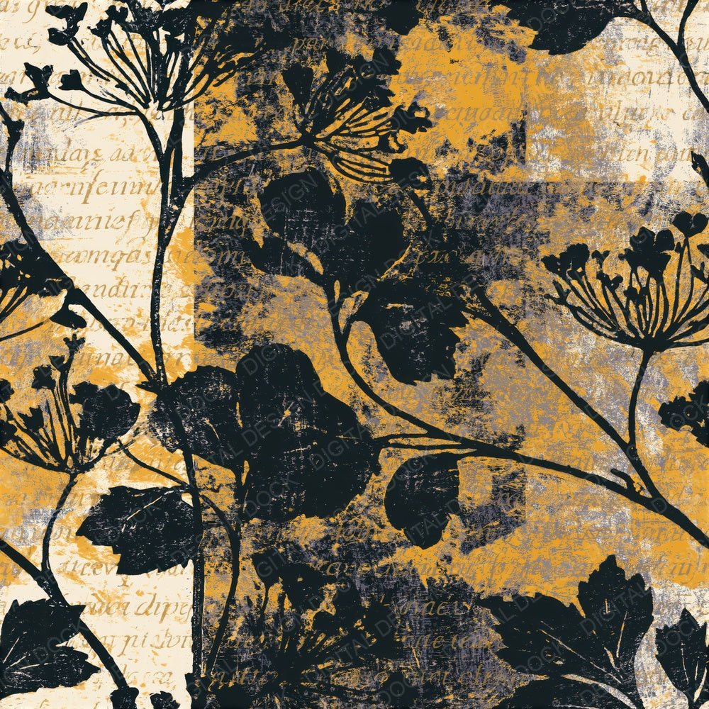 Woodblock Jet Cream Mustard Texture Seamless Digital Paper Pack (DDD014622)