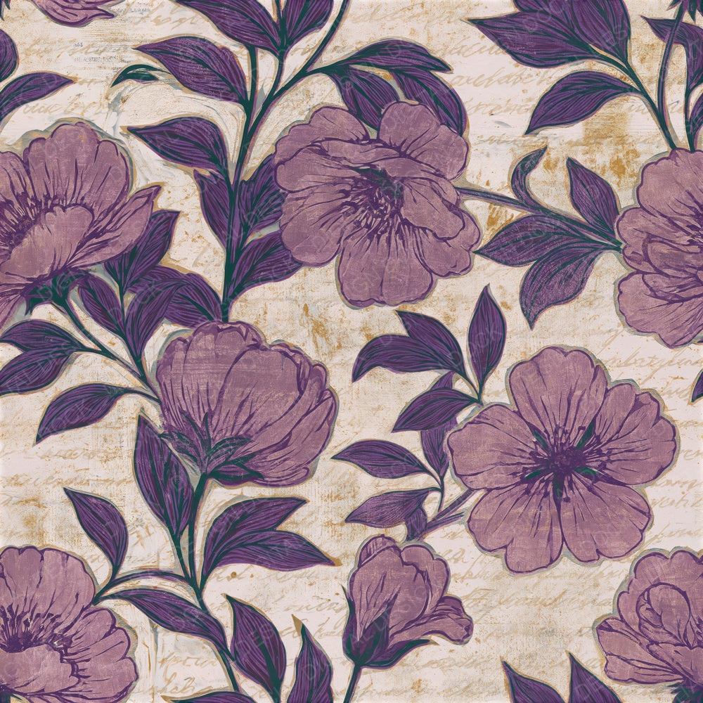 Linocut Violet Mauve Plum Seamless Digital Paper Pack (DDD014628)