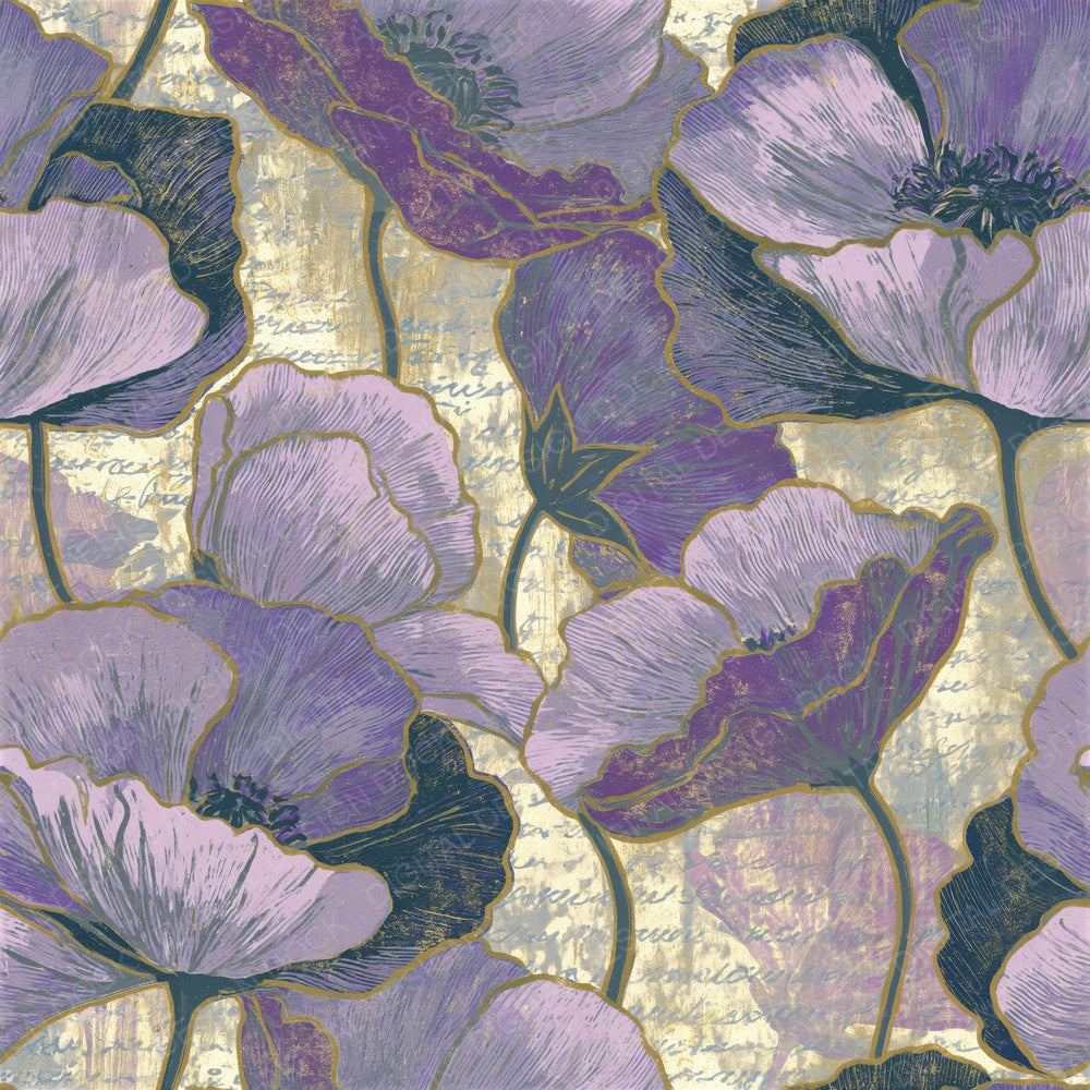 Linocut Violet Mauve Plum Seamless Digital Paper Pack (DDD014628)