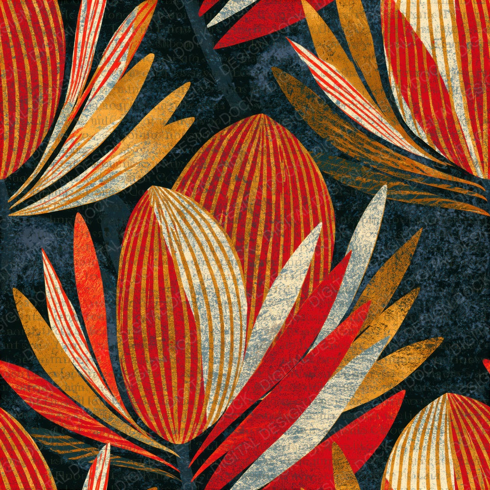 Scratchboard Banksia Red Cream Seamless Digital Paper Pack (DDD014629)