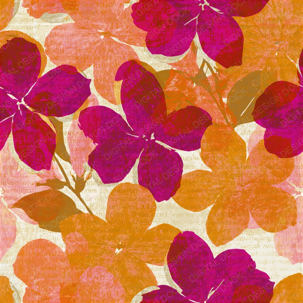 Screenprint Jasmine Amber Magenta Seamless Digital Paper Pack (DDD014633)