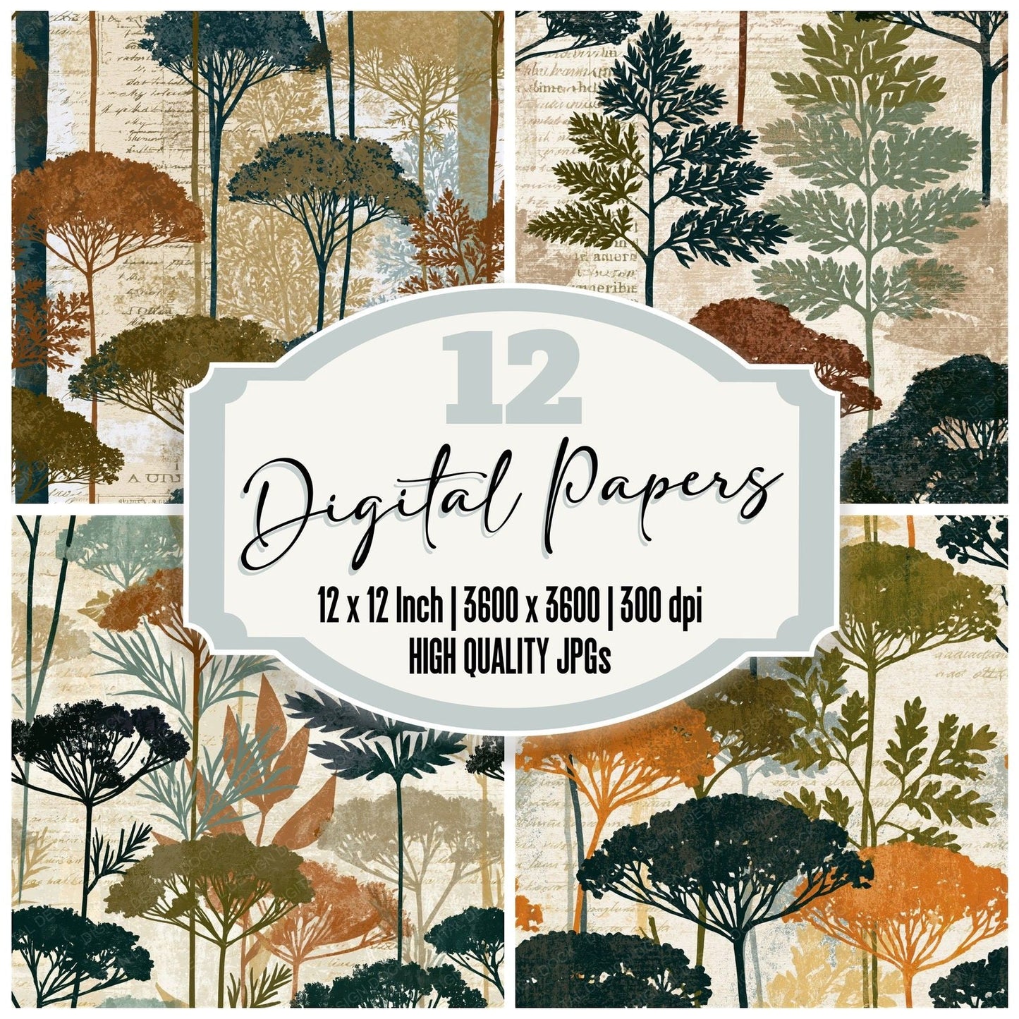 Screenprint Yarrow Moss Seamless Digital Paper Pack (DDD014636)