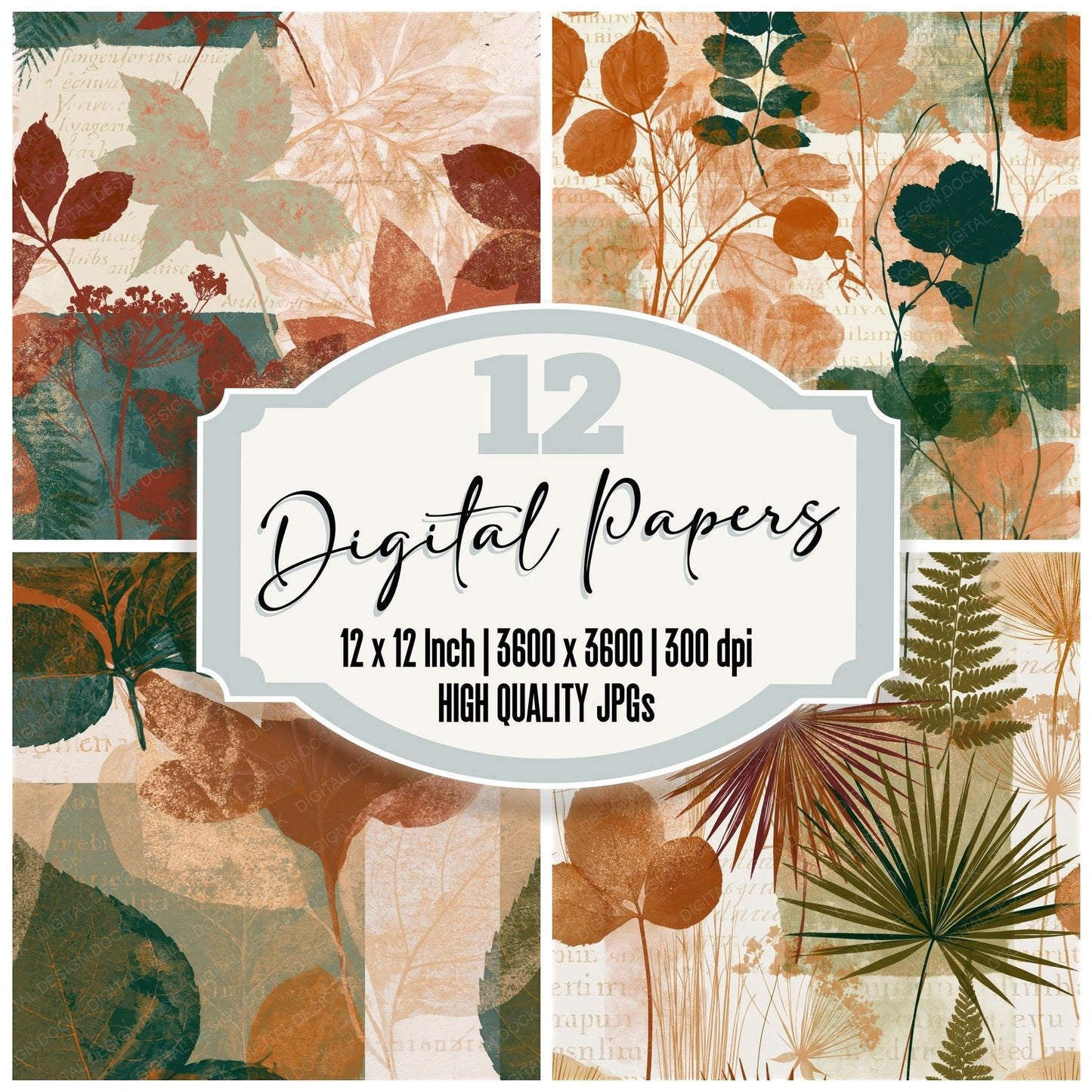 Blueprint Cinnamon Moss Seamless Digital Paper Pack (DDD014645)