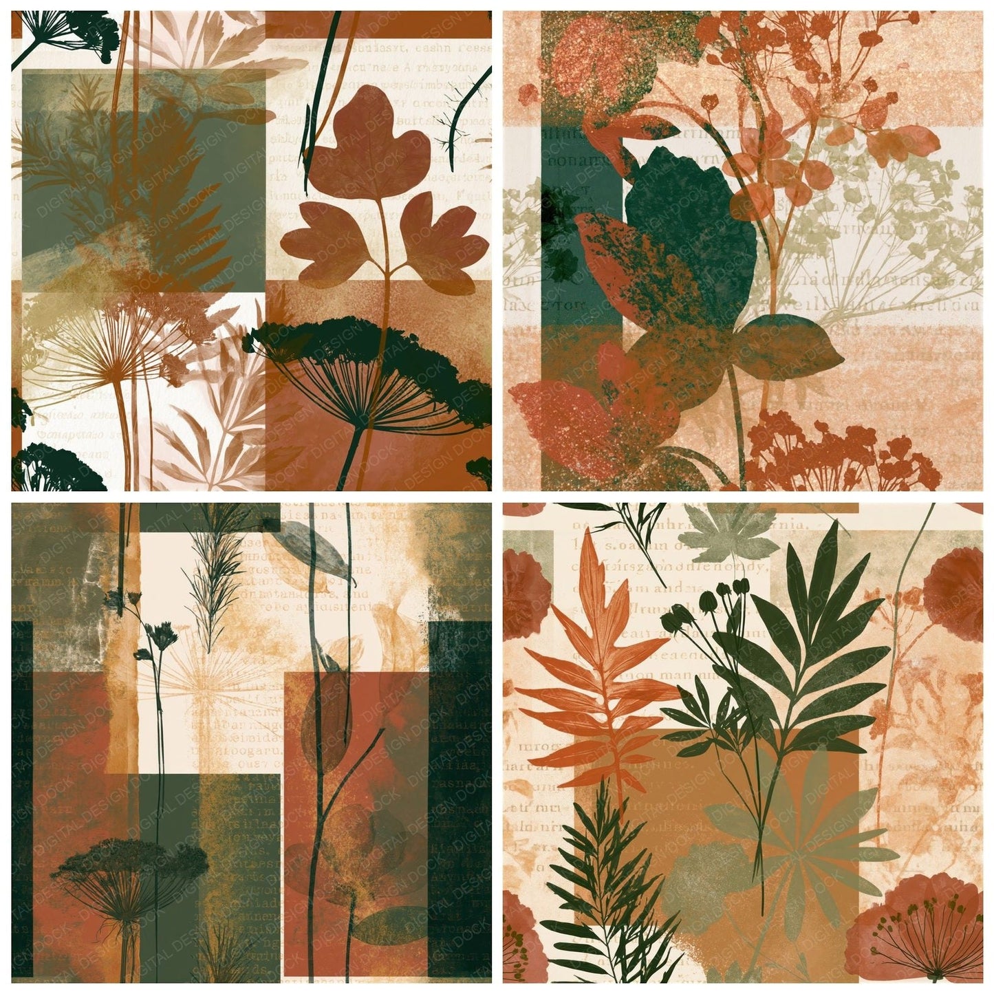 Blueprint Cinnamon Moss Seamless Digital Paper Pack (DDD014645)