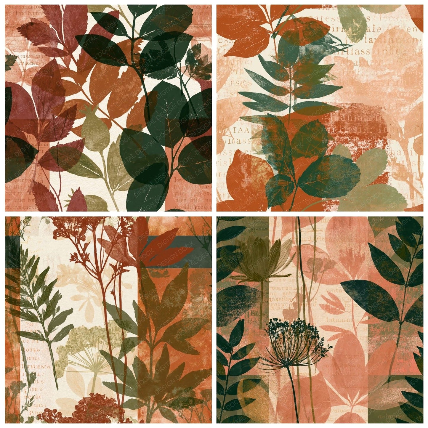 Blueprint Cinnamon Moss Seamless Digital Paper Pack (DDD014645)