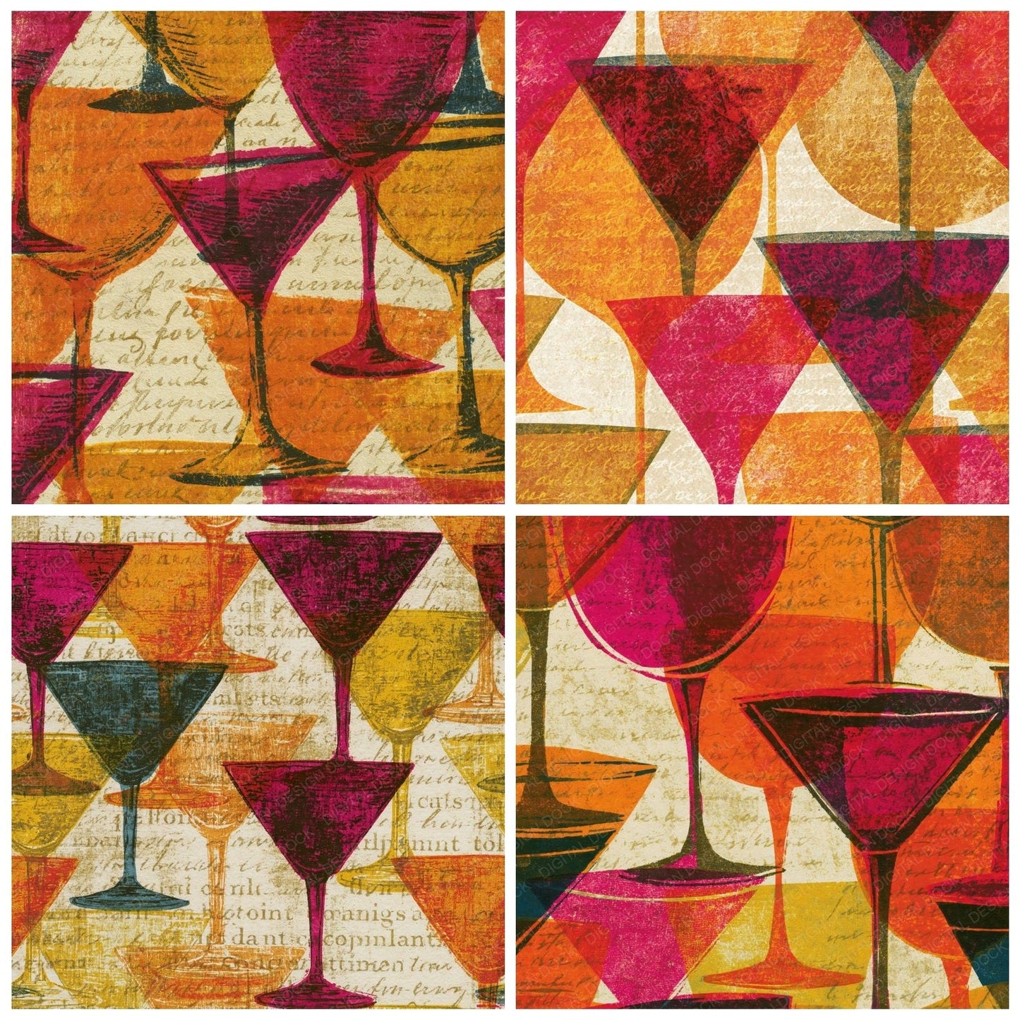 Drypoint Martini Amber Magenta Digital Paper Pack (DDD014648)