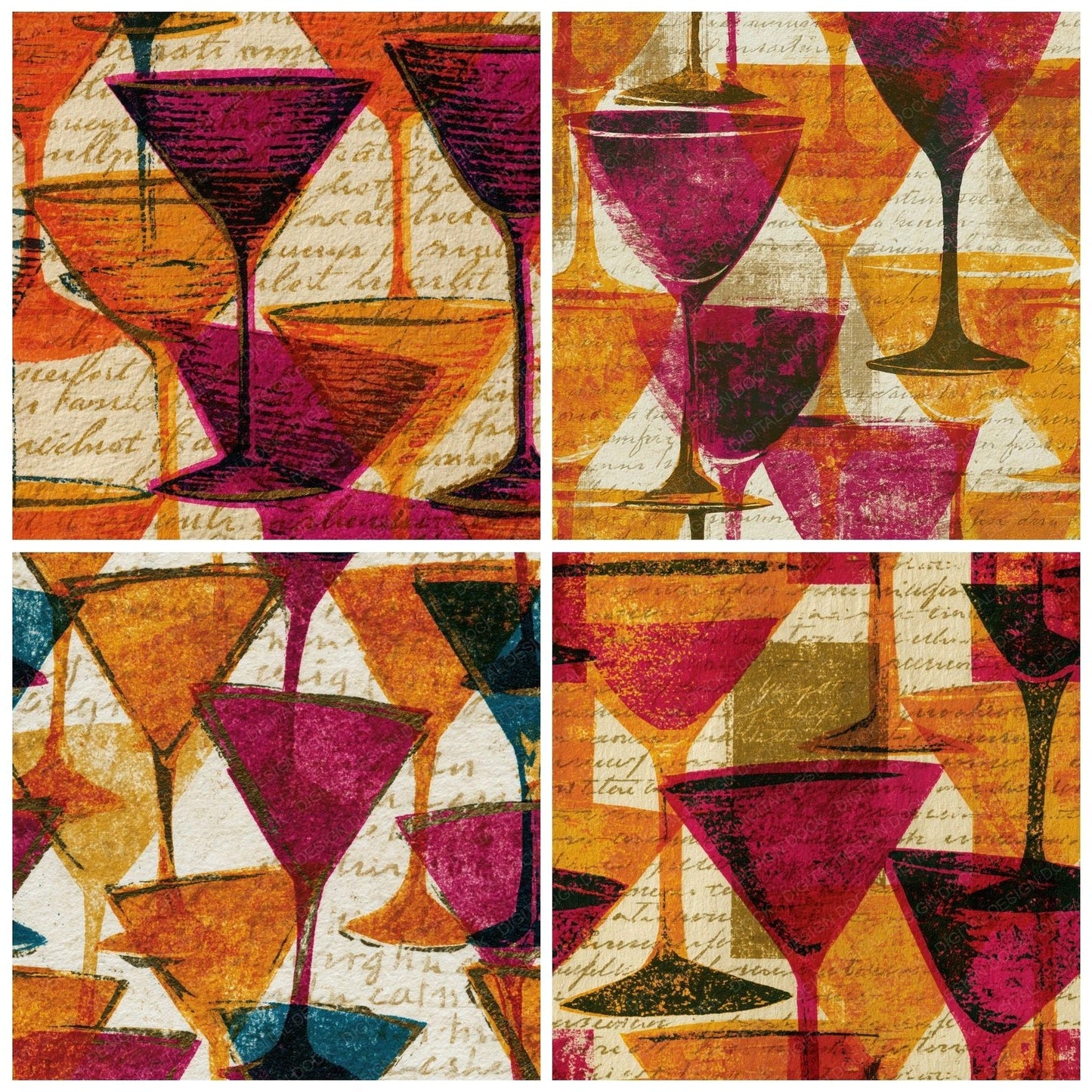 Drypoint Martini Amber Magenta Digital Paper Pack (DDD014648)