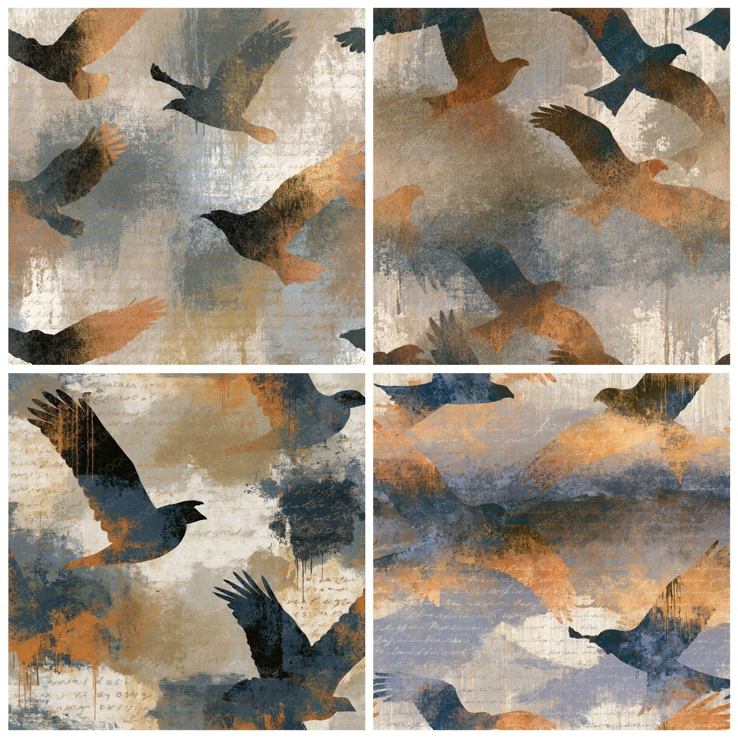 Graffiti Eagles Oat Linen Pebble Digital Paper Pack (DDD014650)