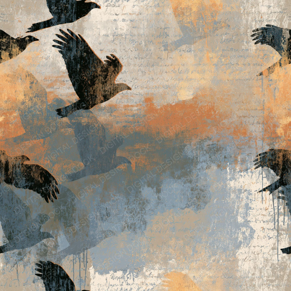 Graffiti Eagles Oat Linen Pebble Digital Paper Pack (DDD014650)