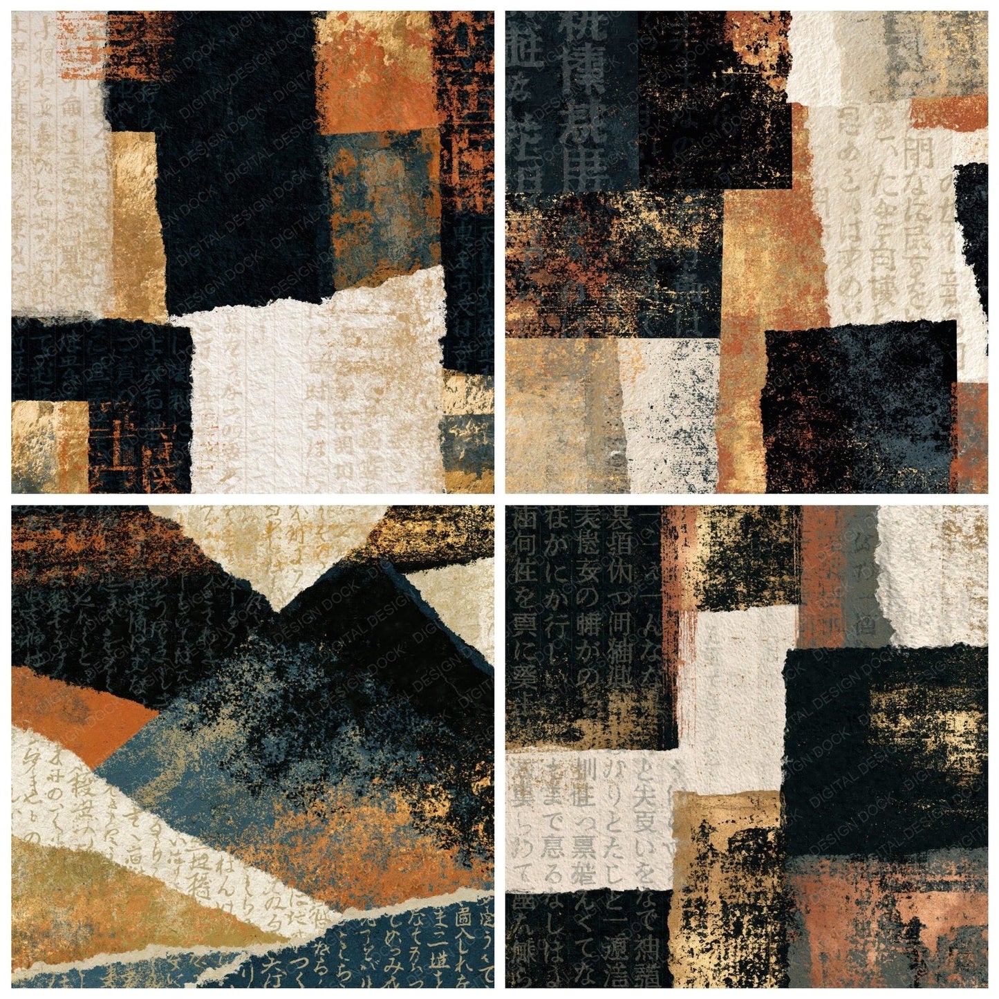 High-Contrast Collage Terracotta Olive Texture Digital Paper Pack (DDD014651)