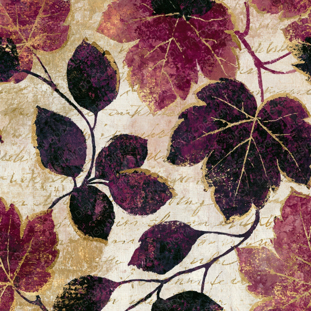 Impressionist Wine Vines Plum Cream Digital Paper Pack (DDD014652)