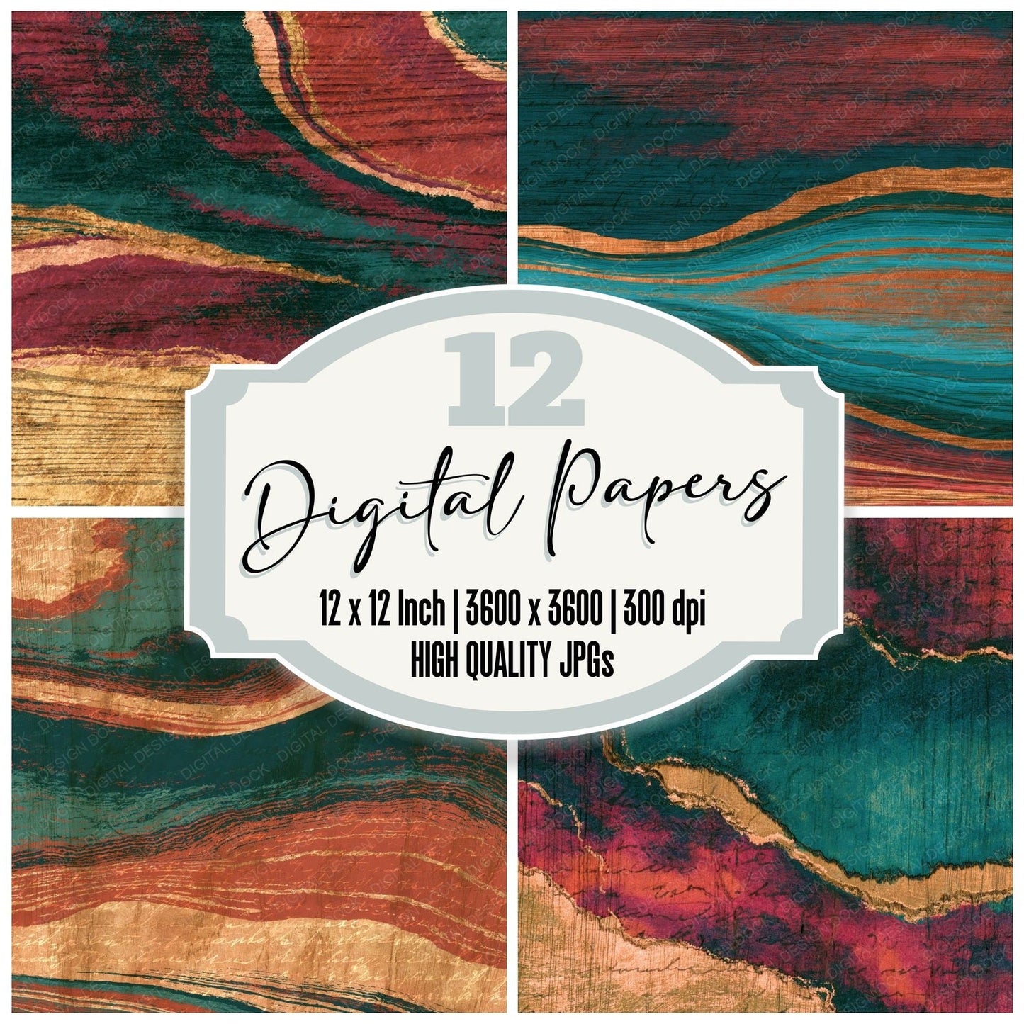 Pyrography Jade Garnet Tonal Digital Paper Pack (DDD014656)