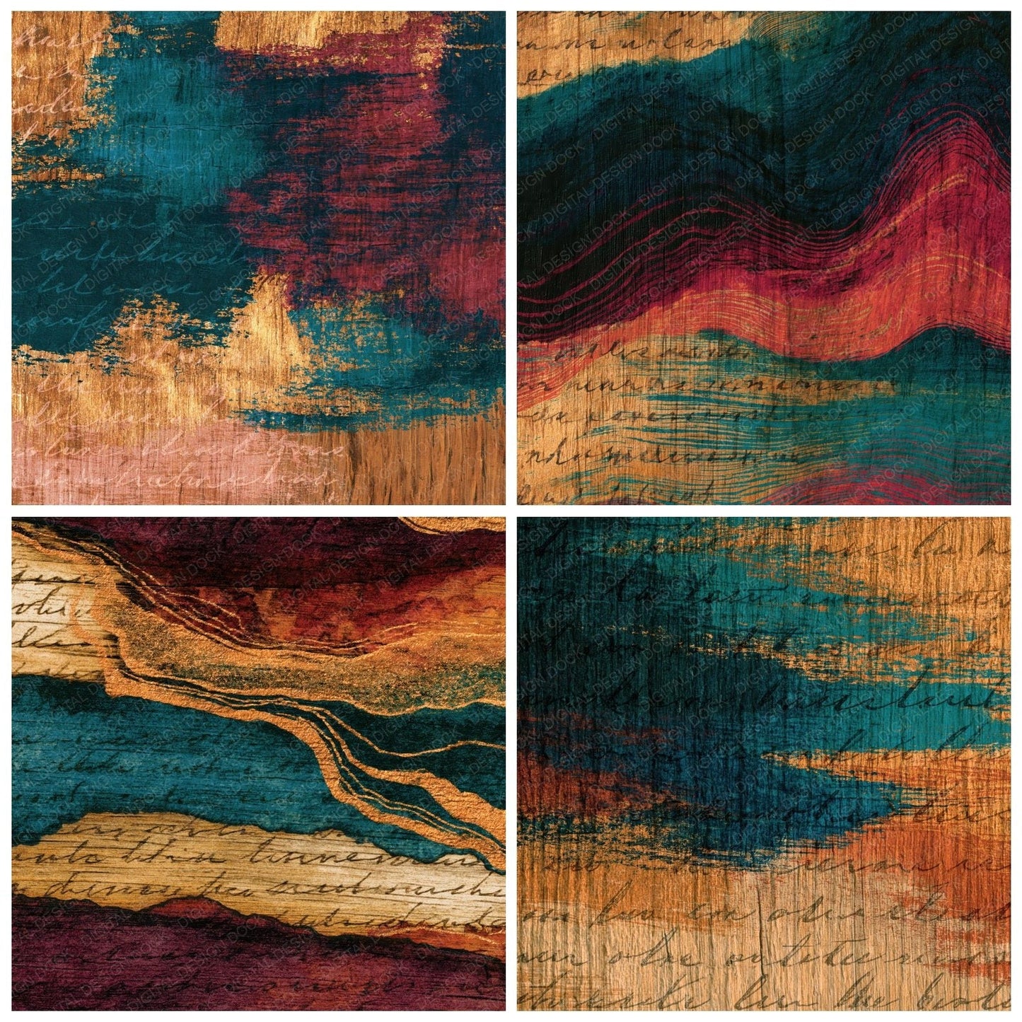 Pyrography Jade Garnet Tonal Digital Paper Pack (DDD014656)