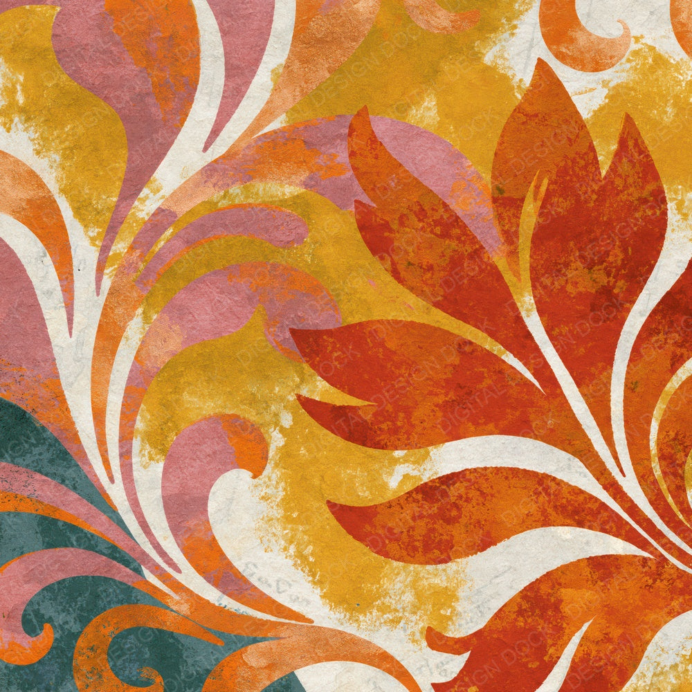 Rococo Burnt Orange Ochre Abstract Digital Paper Pack (DDD014657)