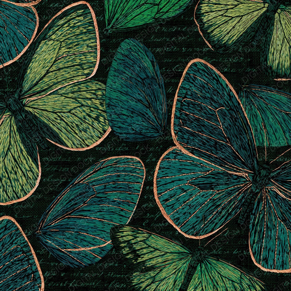 Embroidery Butterfly Wings Emerald Digital Paper Pack (DDD014665)