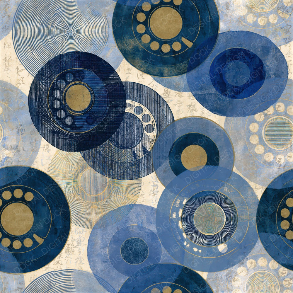 Etching Rotary Dials Denim Navy Seamless Digital Paper Pack (DDD014667)