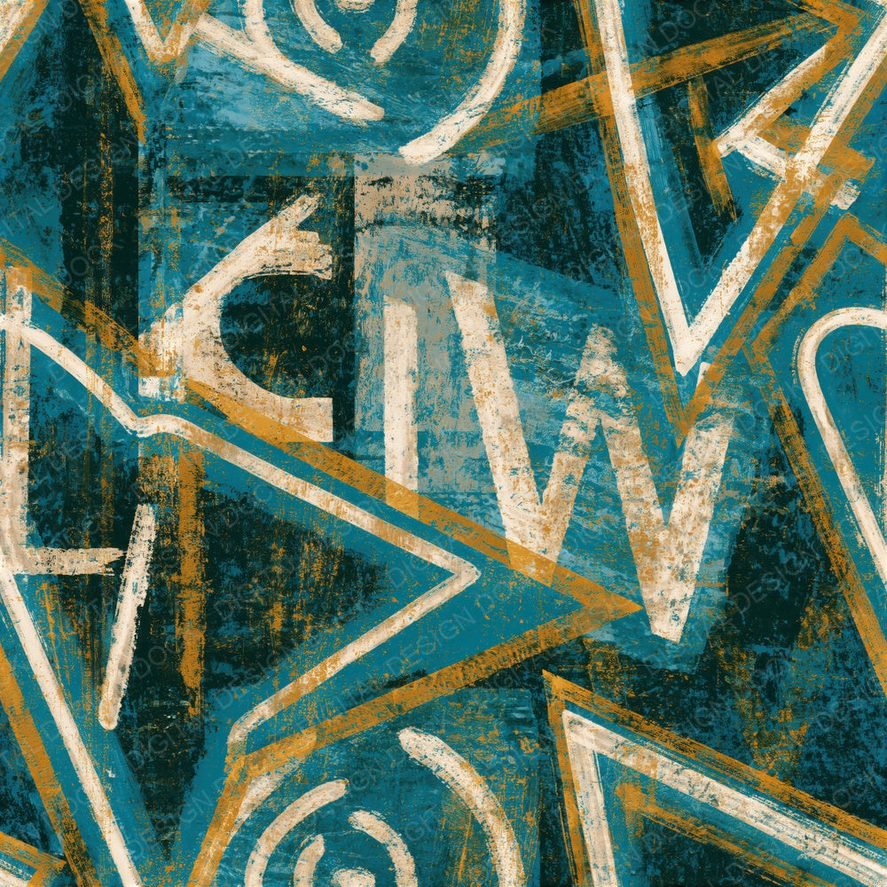 Indian Blockprint Neon Teal Bone Seamless Digital Paper Pack (DDD014671)