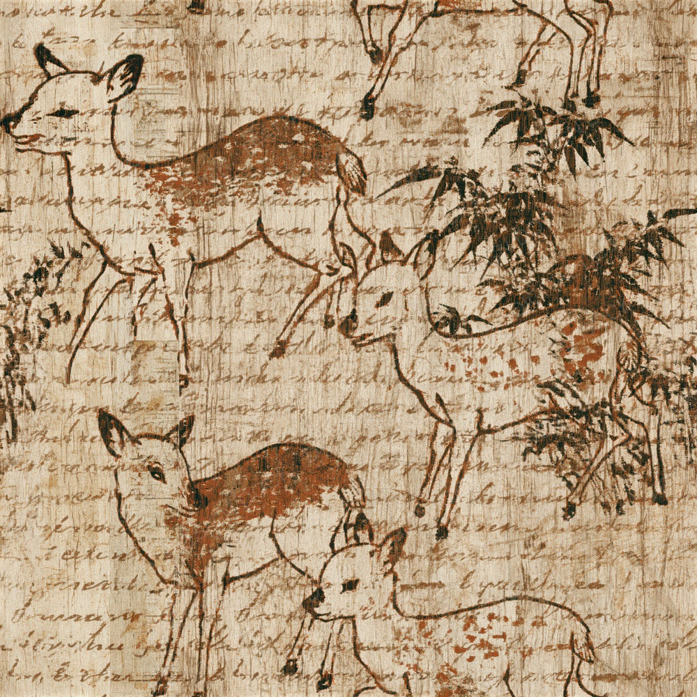 Ukiyo-e Baby Fawns Sepia Seamless Digital Paper Pack (DDD014678)