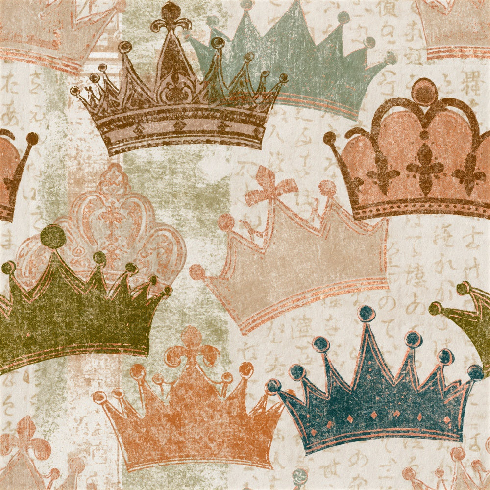 Woodblock Tiaras Sepia Olive Seamless Digital Paper Pack (DDD014681)