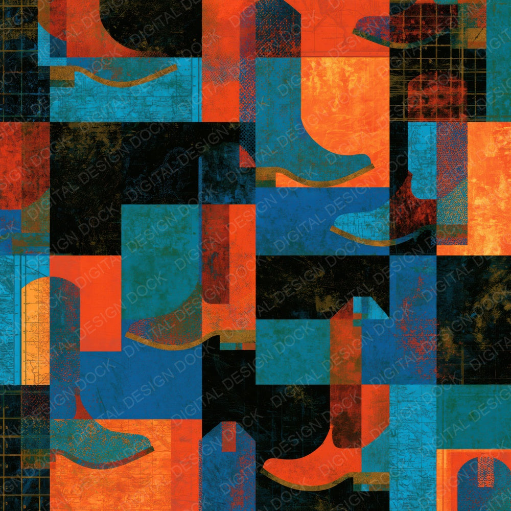 Bauhaus Boots Tangerine Turquoise Digital Paper Pack (DDD014686)
