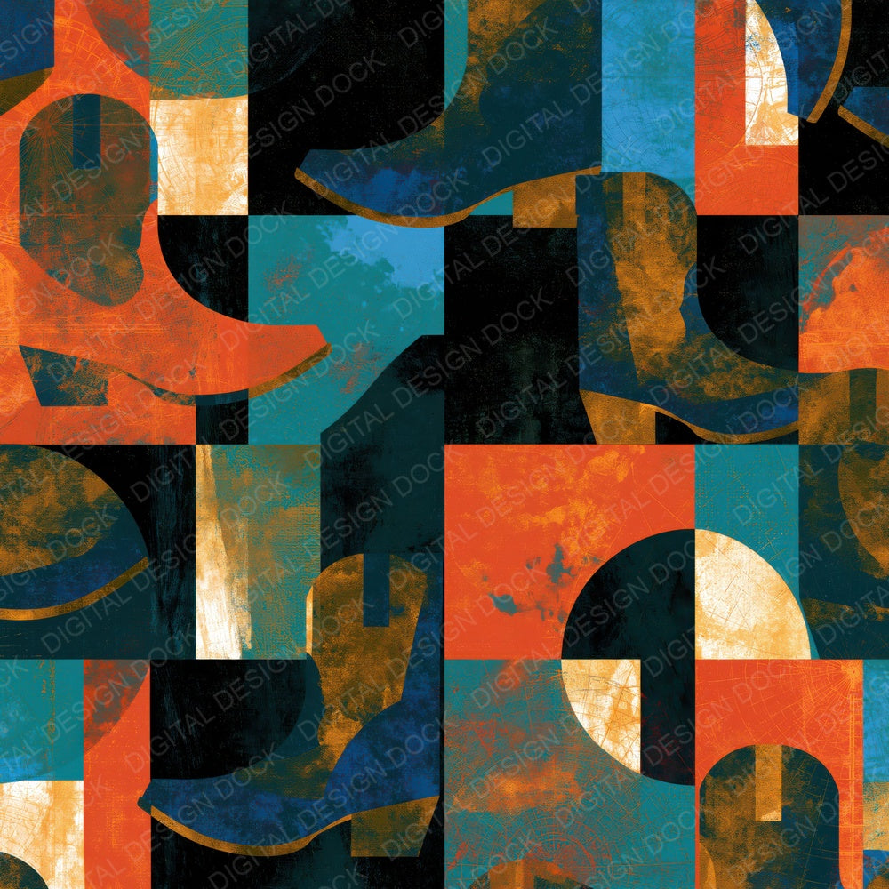 Bauhaus Boots Tangerine Turquoise Digital Paper Pack (DDD014686)