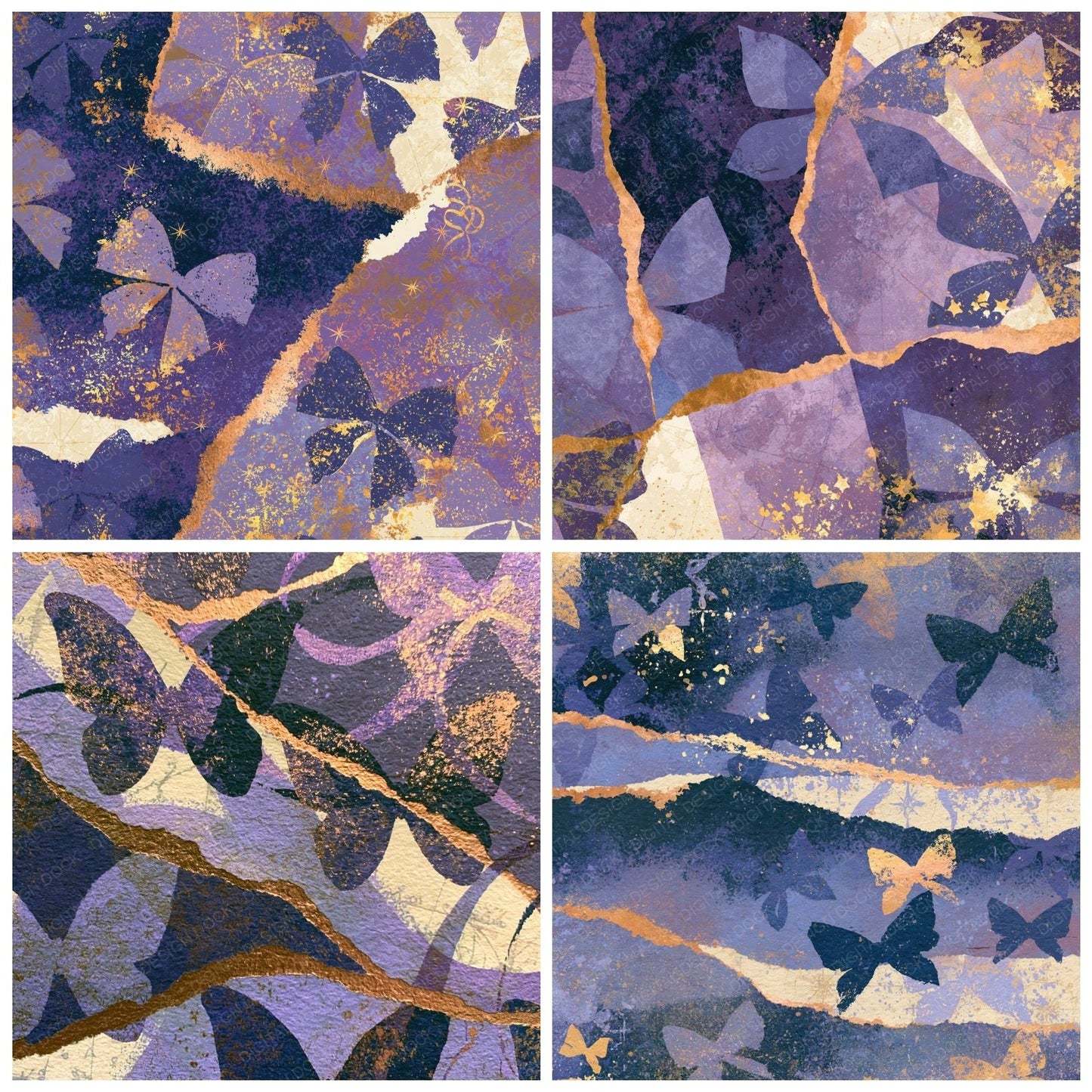 Collage Magical Bows Lavender Cream Digital Paper Pack (DDD014689)
