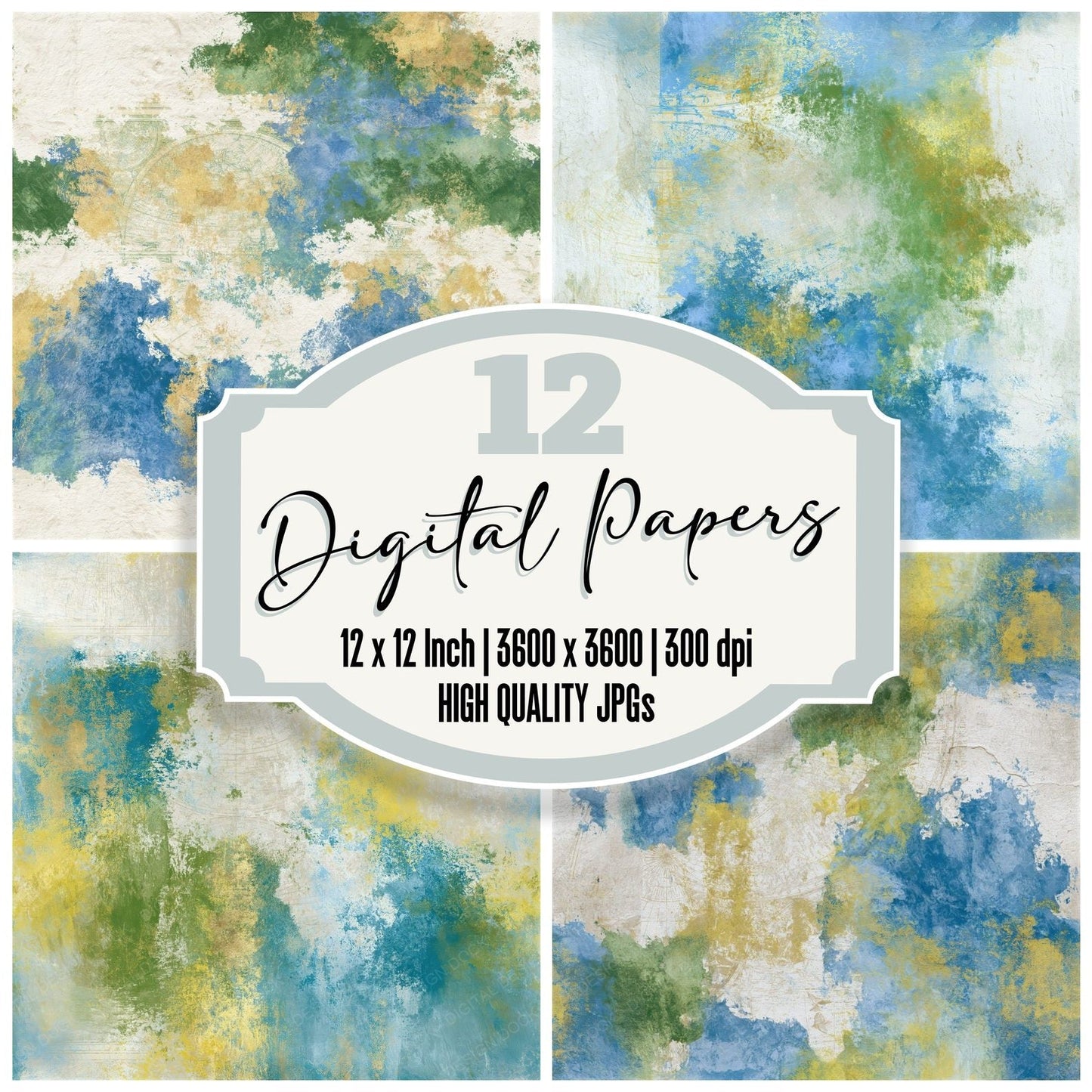 Fresco Azure Lemon Cypress Seamless Digital Paper Pack (DDD014694)