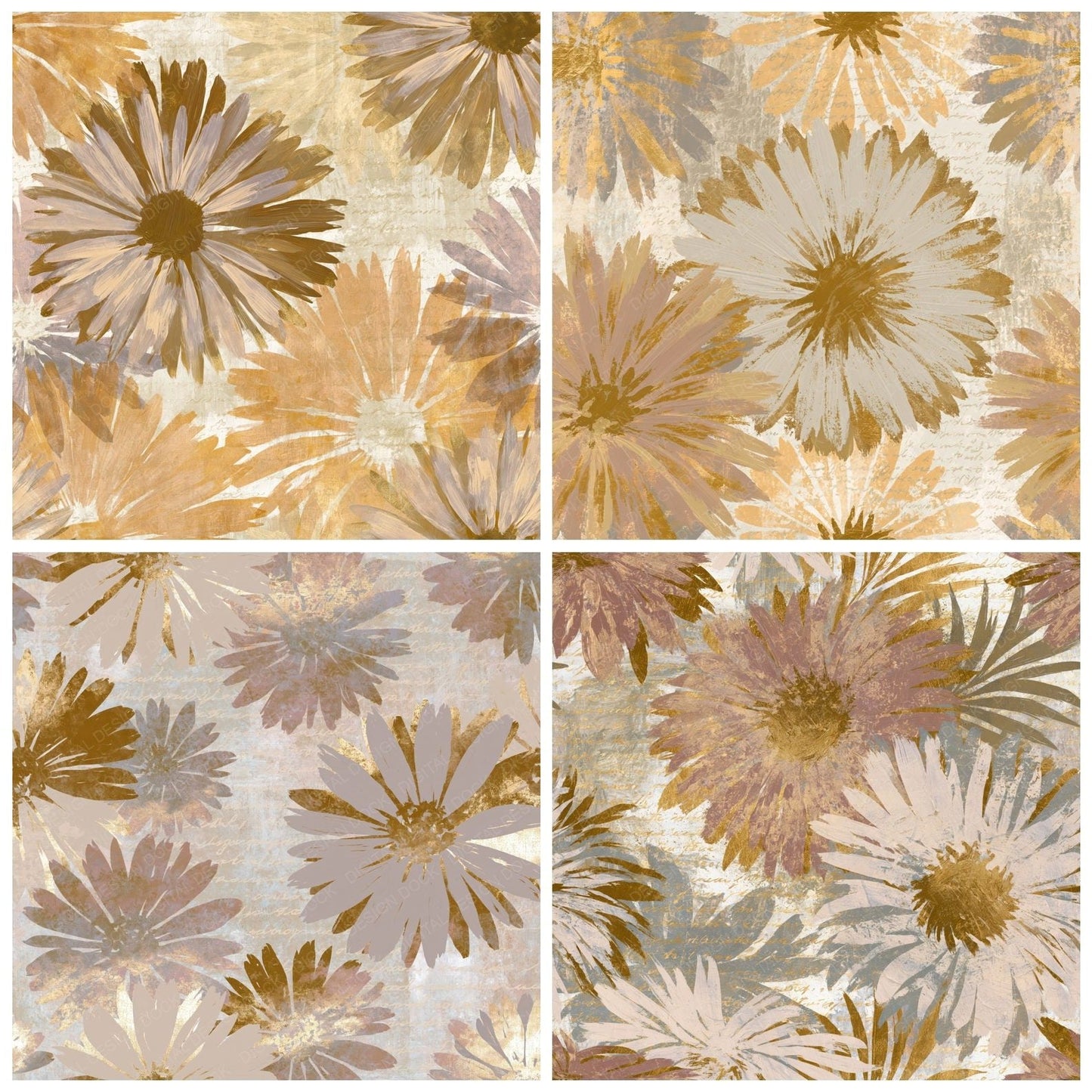 Gouache Asters Oyster Clay Digital Paper Pack (DDD014695)