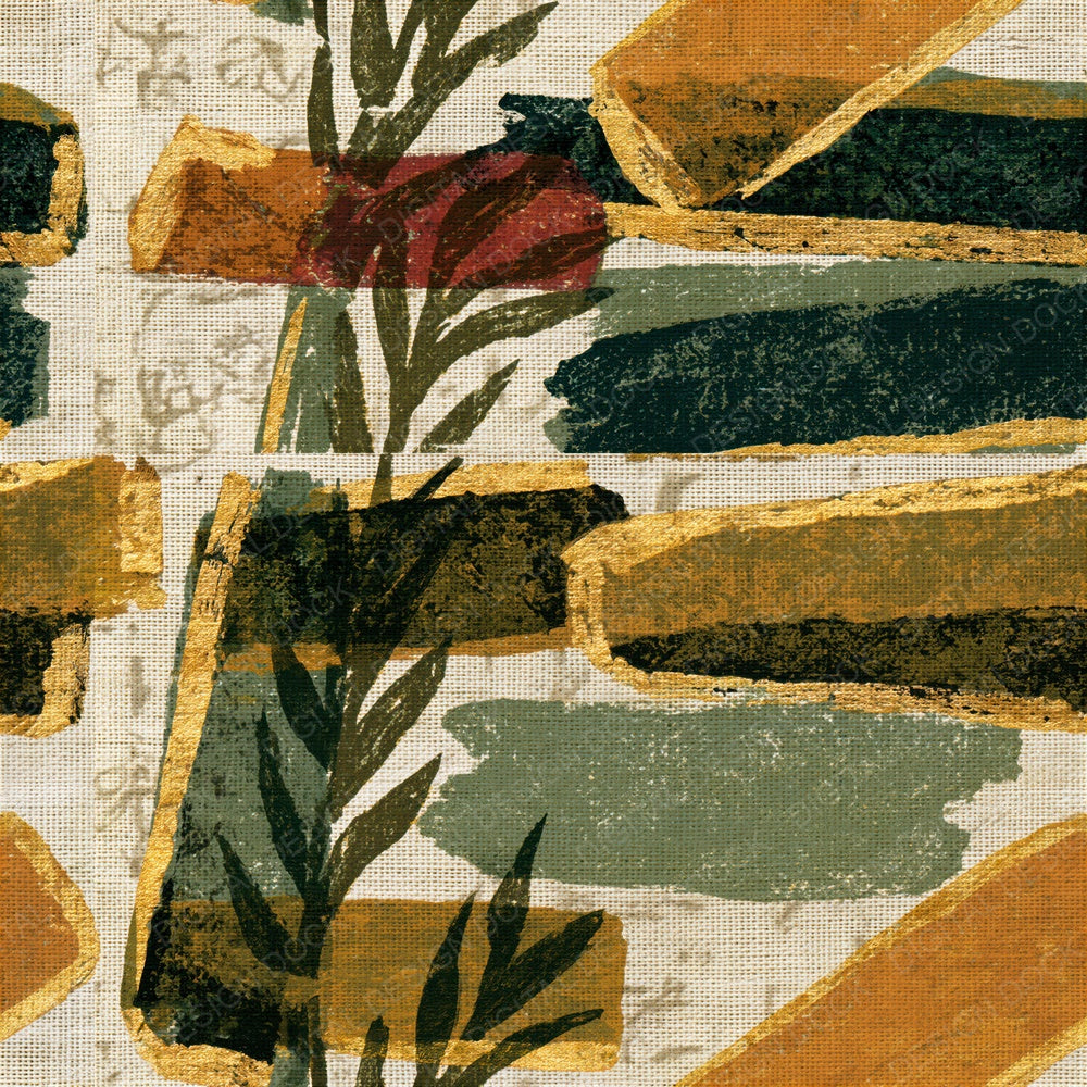 Indian Block Print Smudge Sticks Olive Seamless Digital Paper Pack (DDD014696)
