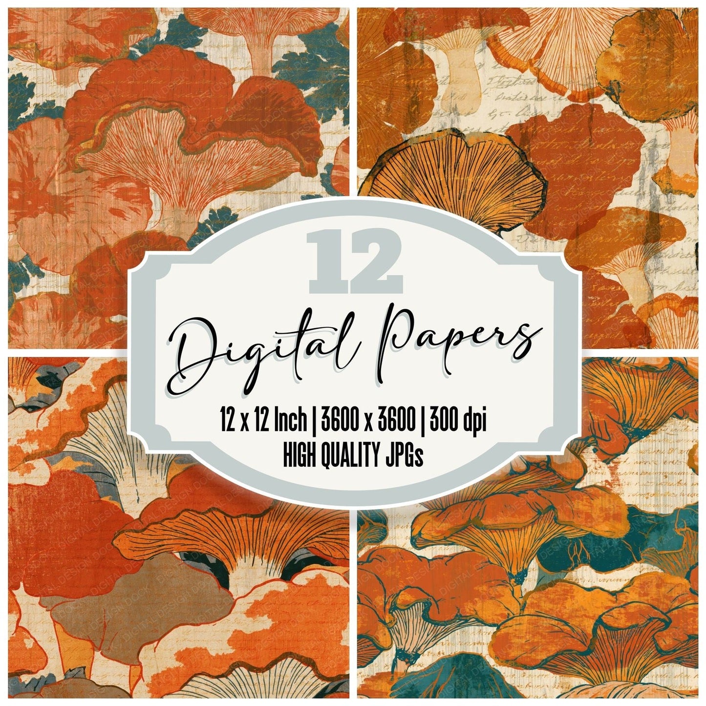 Ukiyo-e Jelly Fungi Sienna Sand Digital Paper Pack (DDD014699)