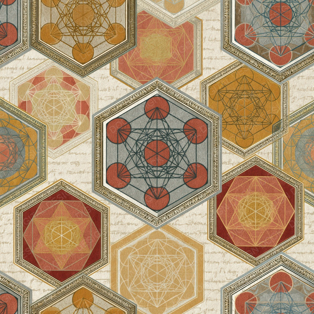 Victorian Metatrons Cube Terracotta Mustard Digital Paper Pack (DDD014700)