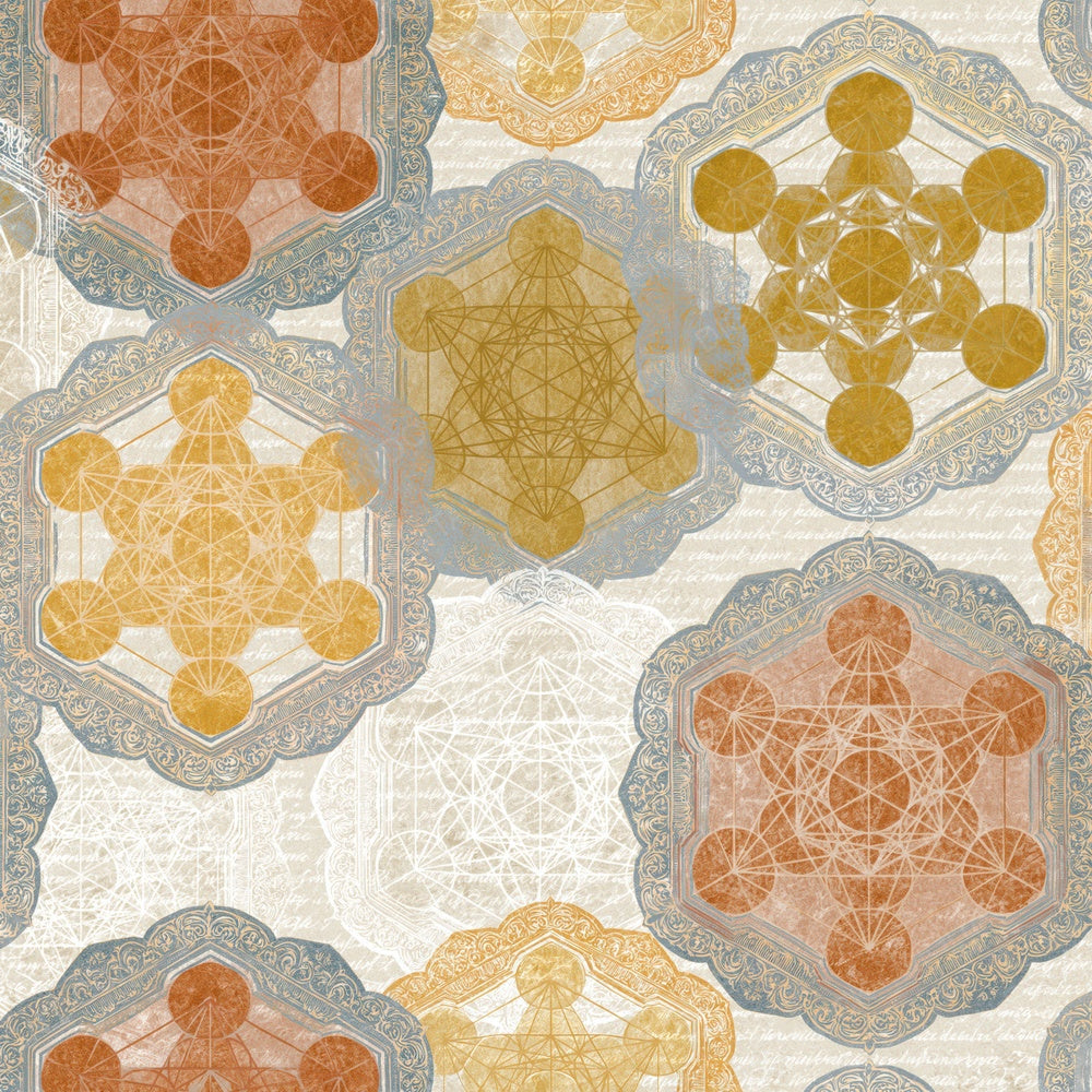 Victorian Metatrons Cube Terracotta Mustard Digital Paper Pack (DDD014700)