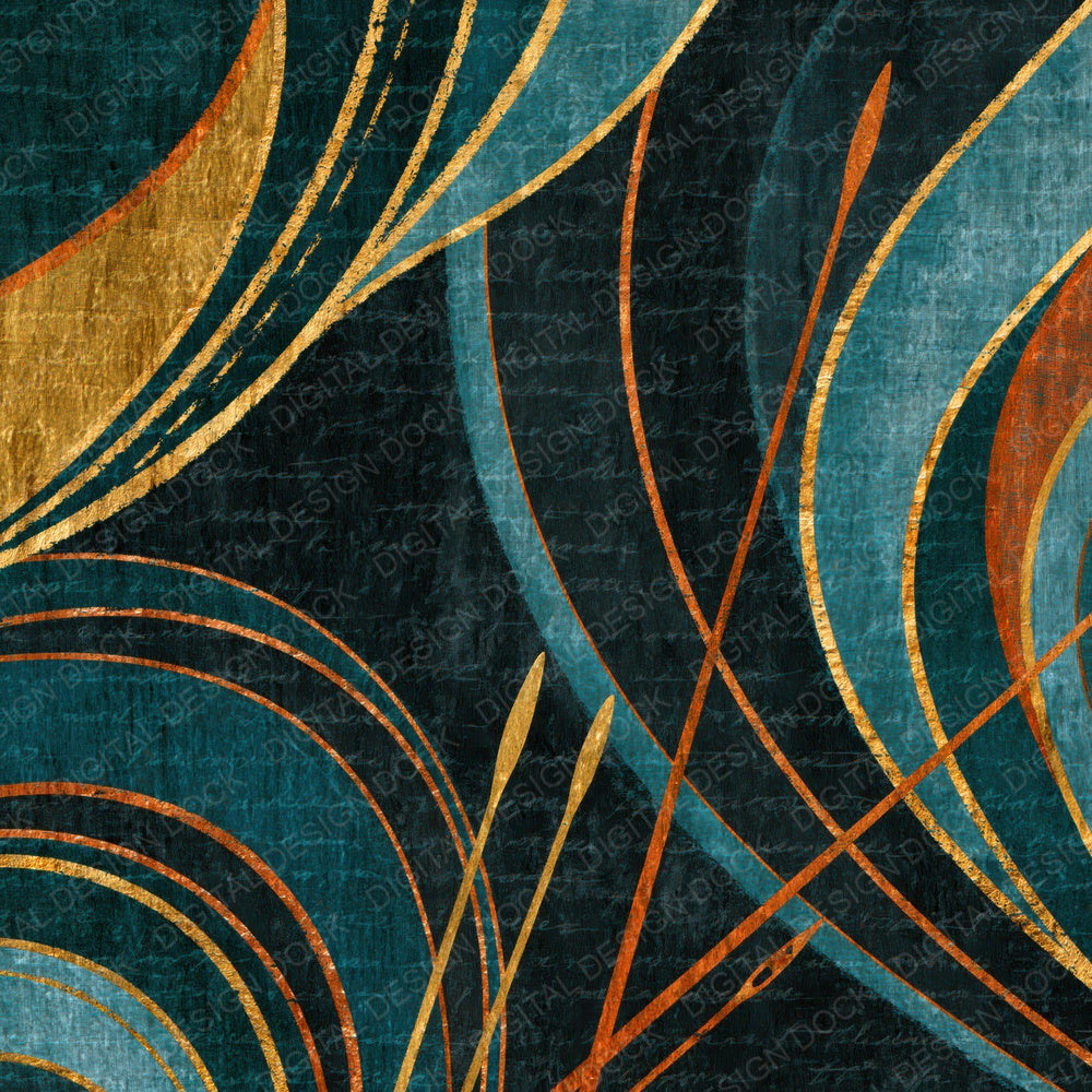 Art Nouveau Knitting Needles Teal Brass Digital Paper Pack (DDD014706)