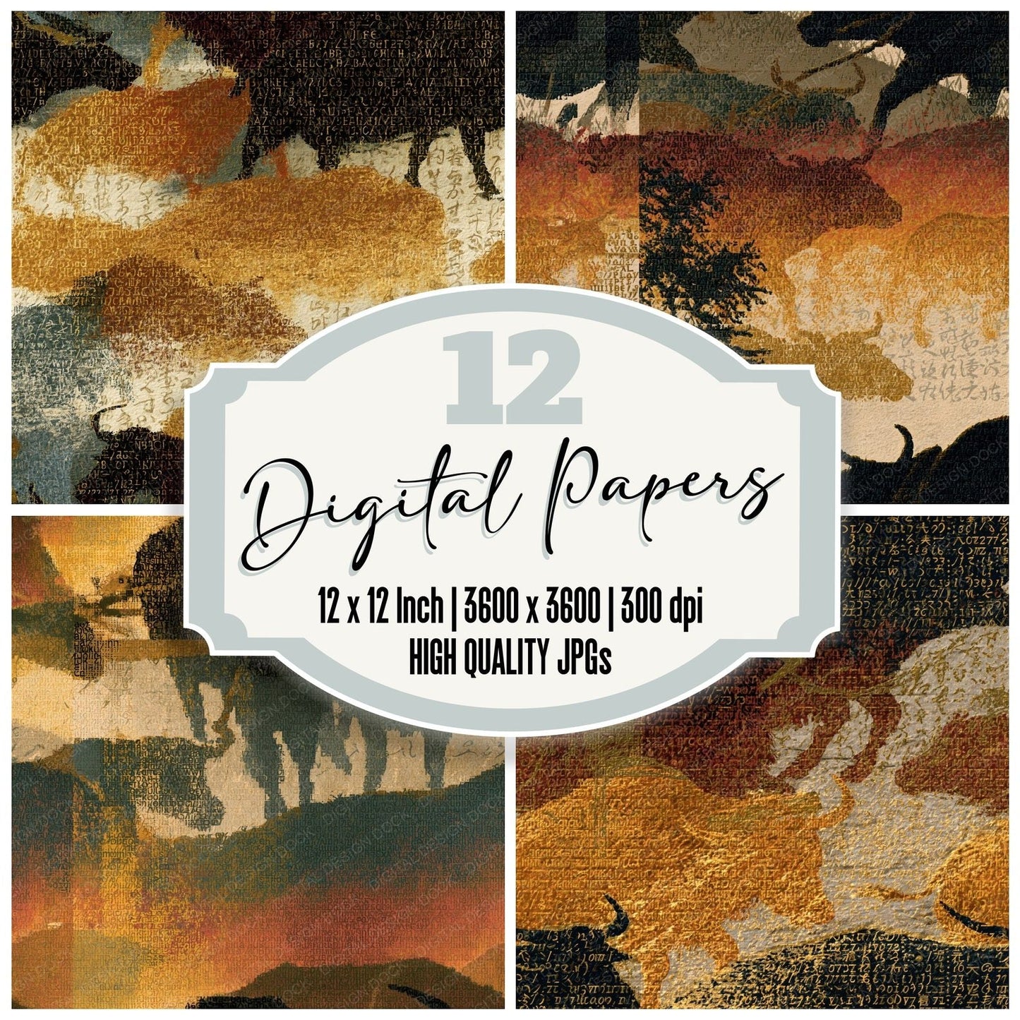 ASCII Oxen Yokes Caramel Seamless Digital Paper Pack (DDD014707)