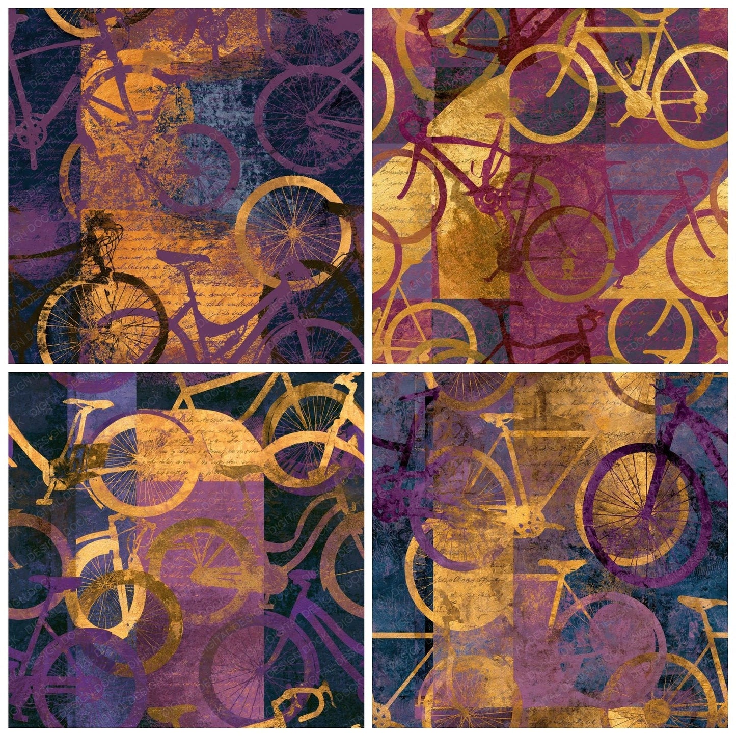 Bohemian Bicycles Mauve Plum Seamless Digital Paper Pack (DDD014710)