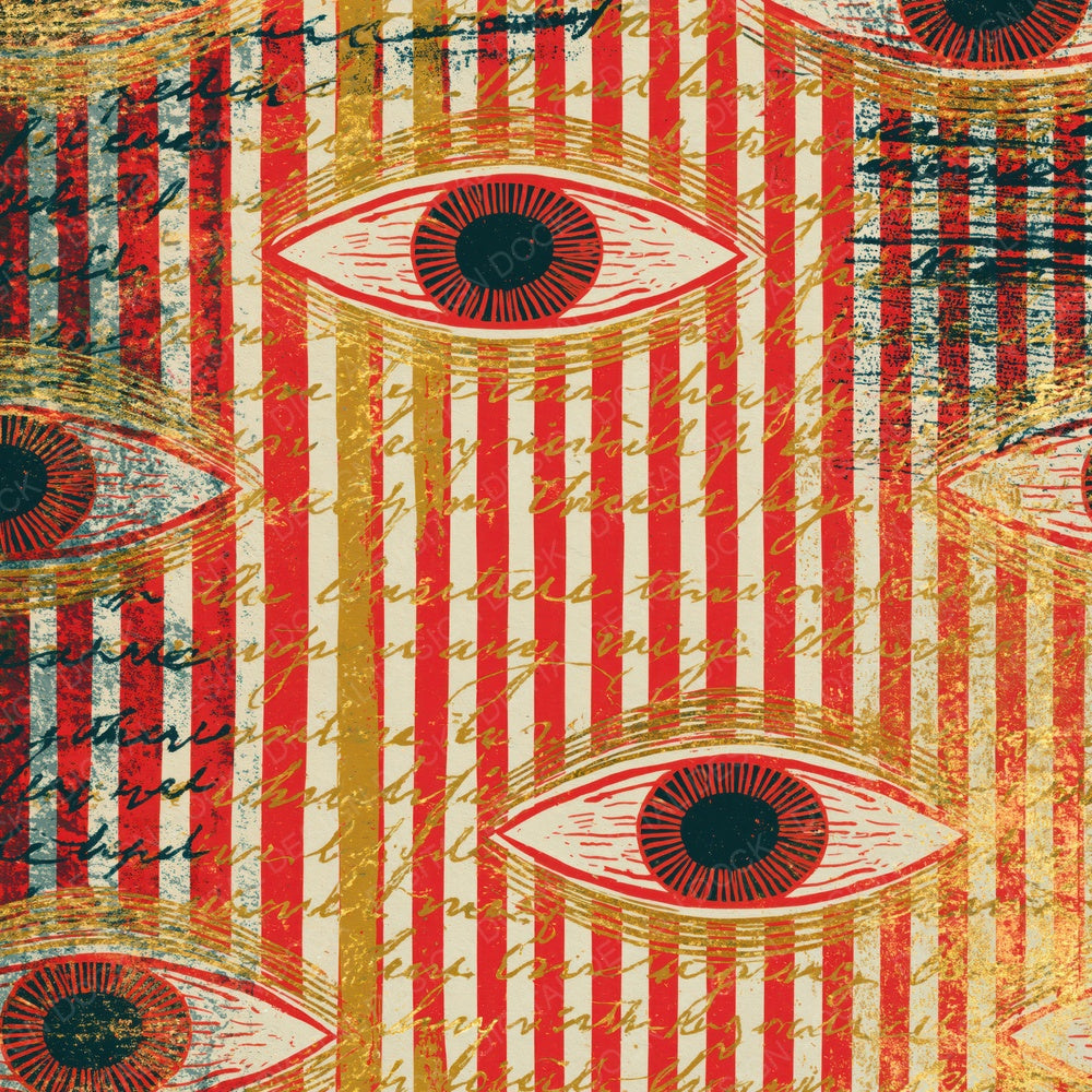 Etching Evil Eyes Candy Red Cream Digital Paper Pack (DDD014713)