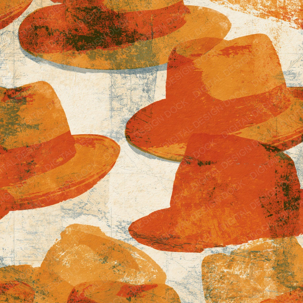 Monoprint Fedoras Burnt Orange Cream Digital Paper Pack (DDD014719)
