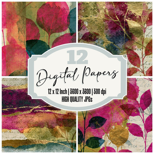 Photogram Fuchsia Lime Abstract Digital Paper Pack (DDD014720)
