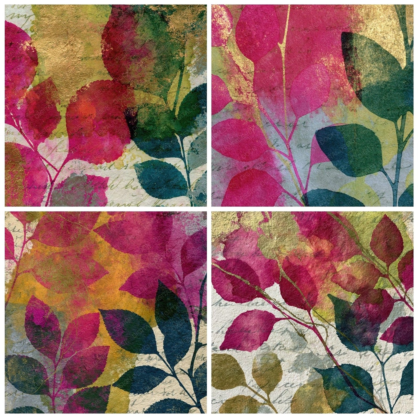 Photogram Fuchsia Lime Abstract Digital Paper Pack (DDD014720)