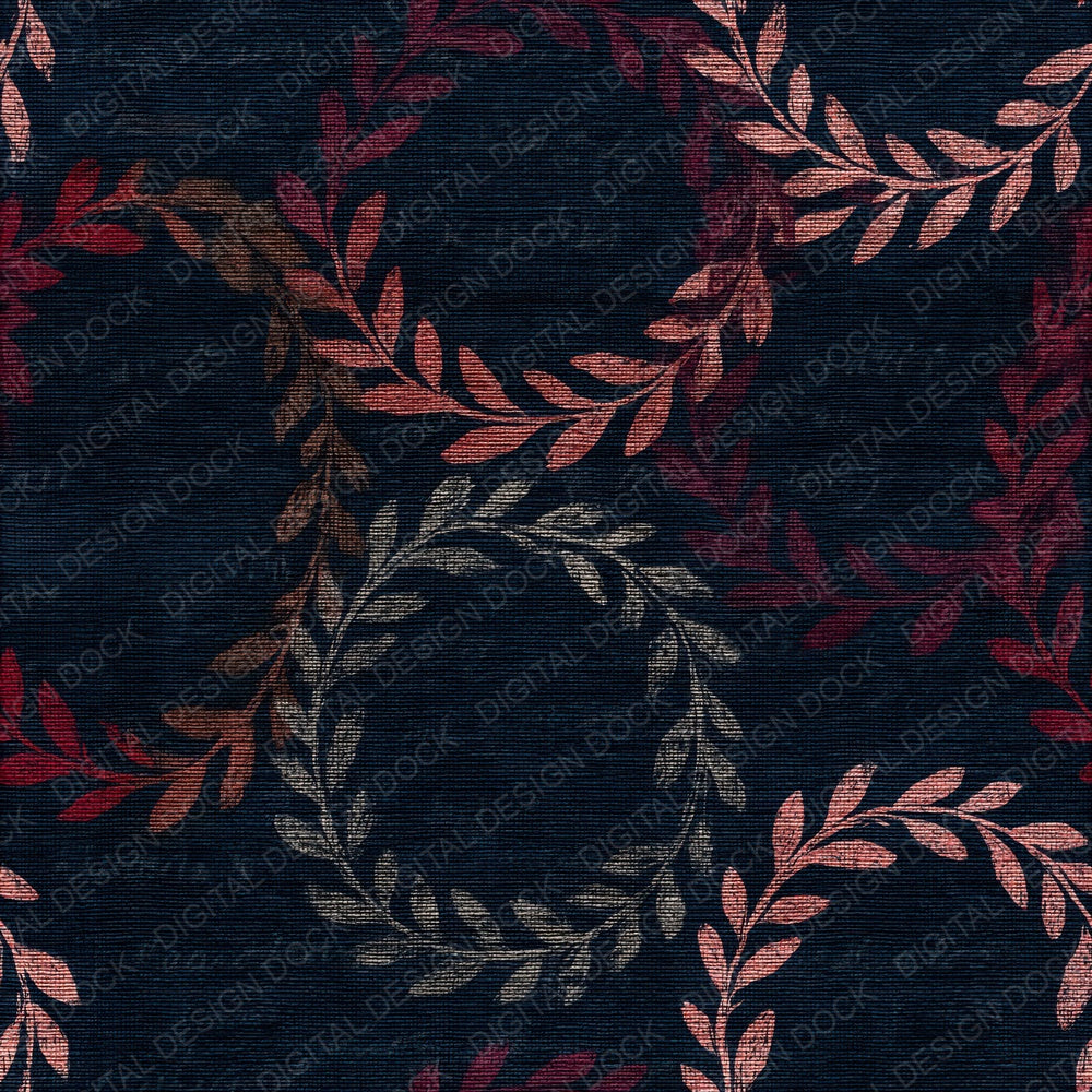 Tapestry Bone Wreaths Wine Navy Seamless Digital Paper Pack (DDD014724)